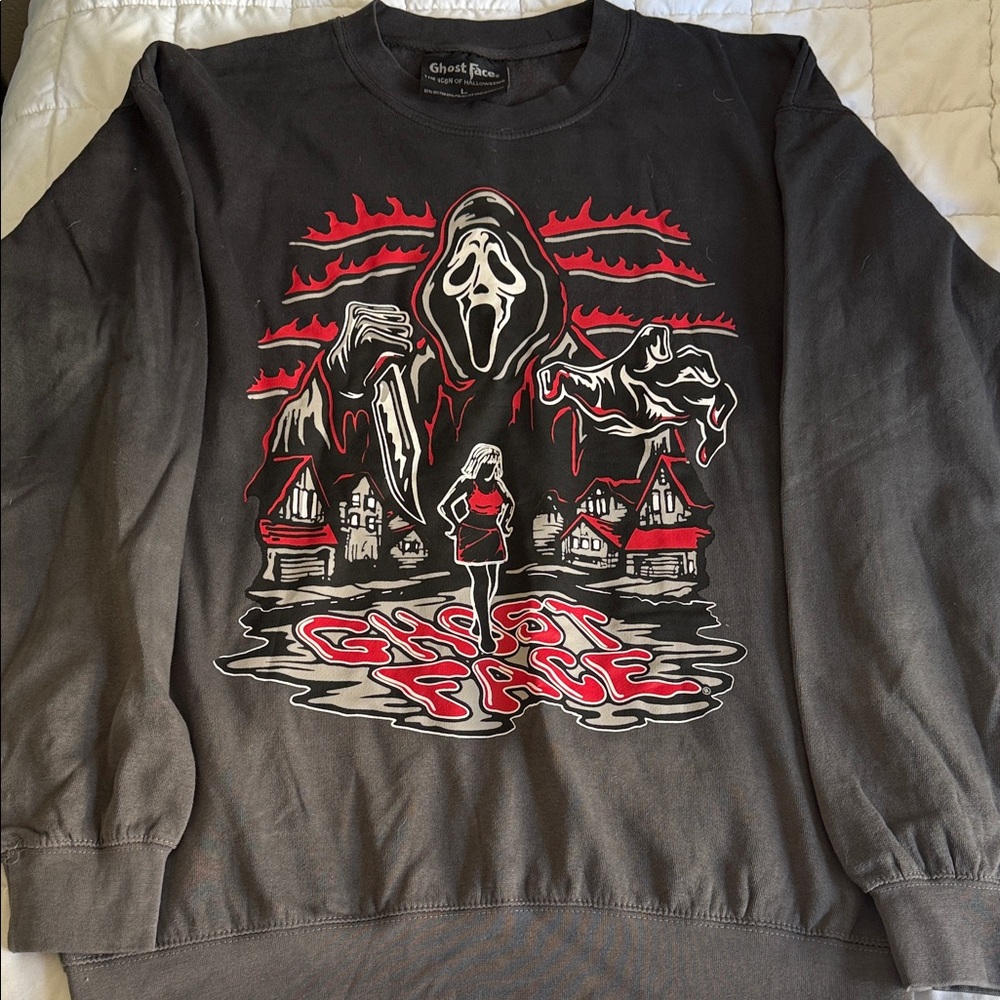 Ghost Face Black Graphic Sweater